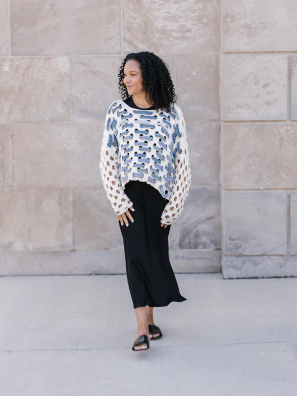 Woven Denim Sweater