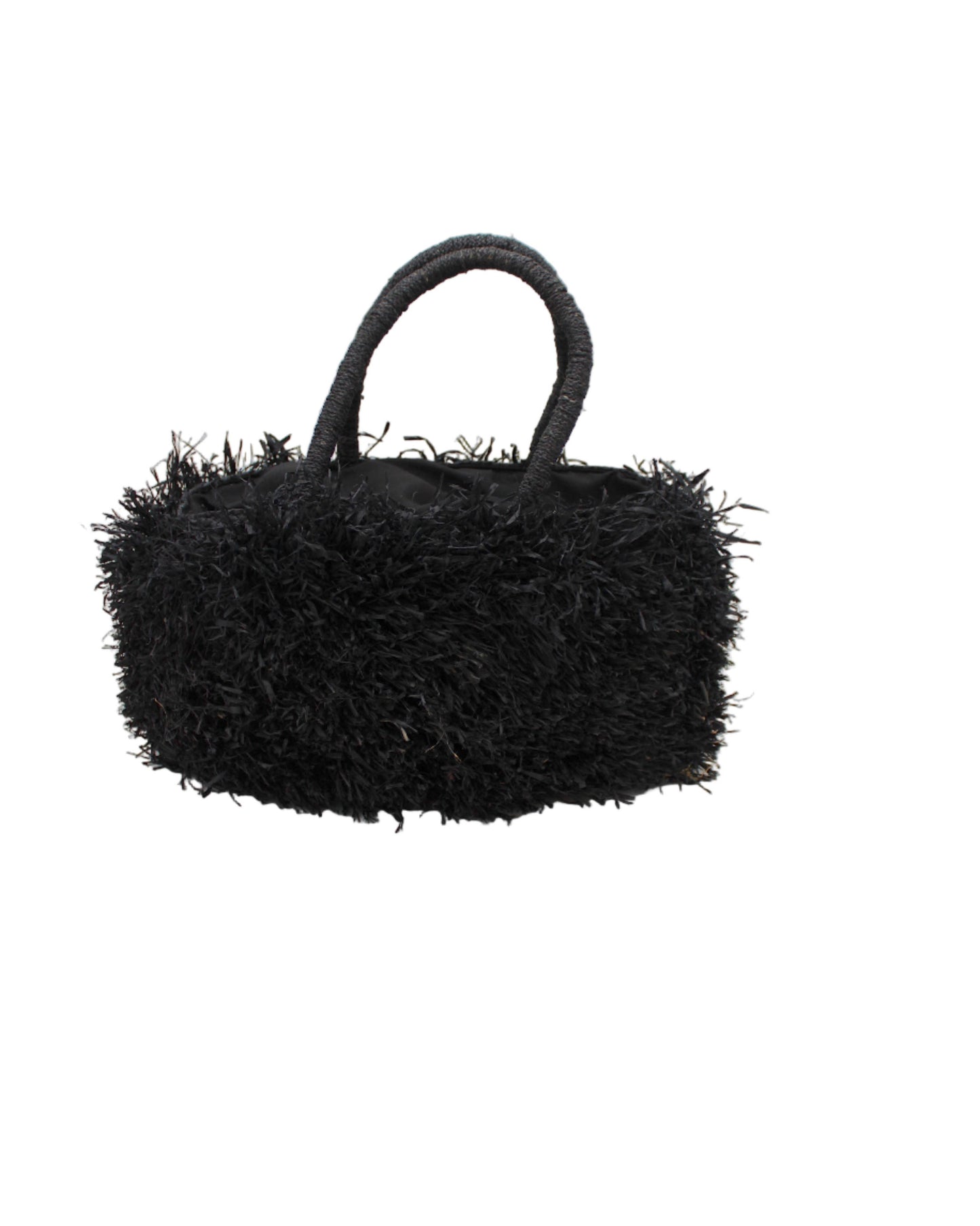 Pompom Pouf Crochet Straw Handbag