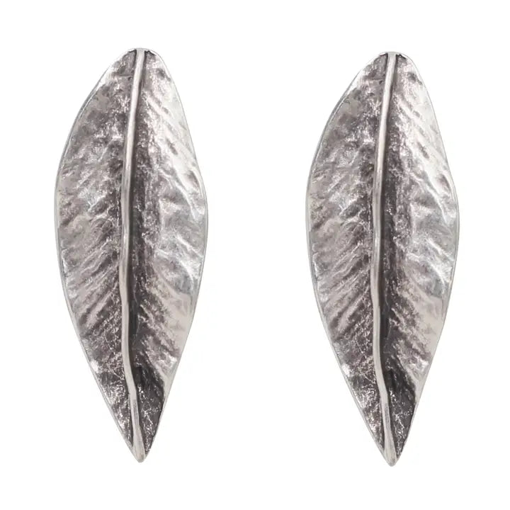 Pewter Leaf Earrings