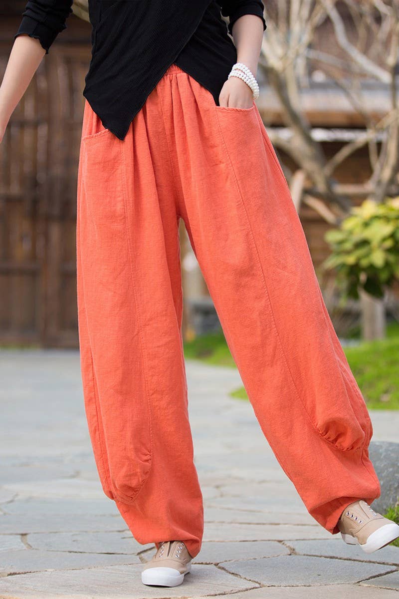 SAND-WASHED WIDE-LEG PANTS