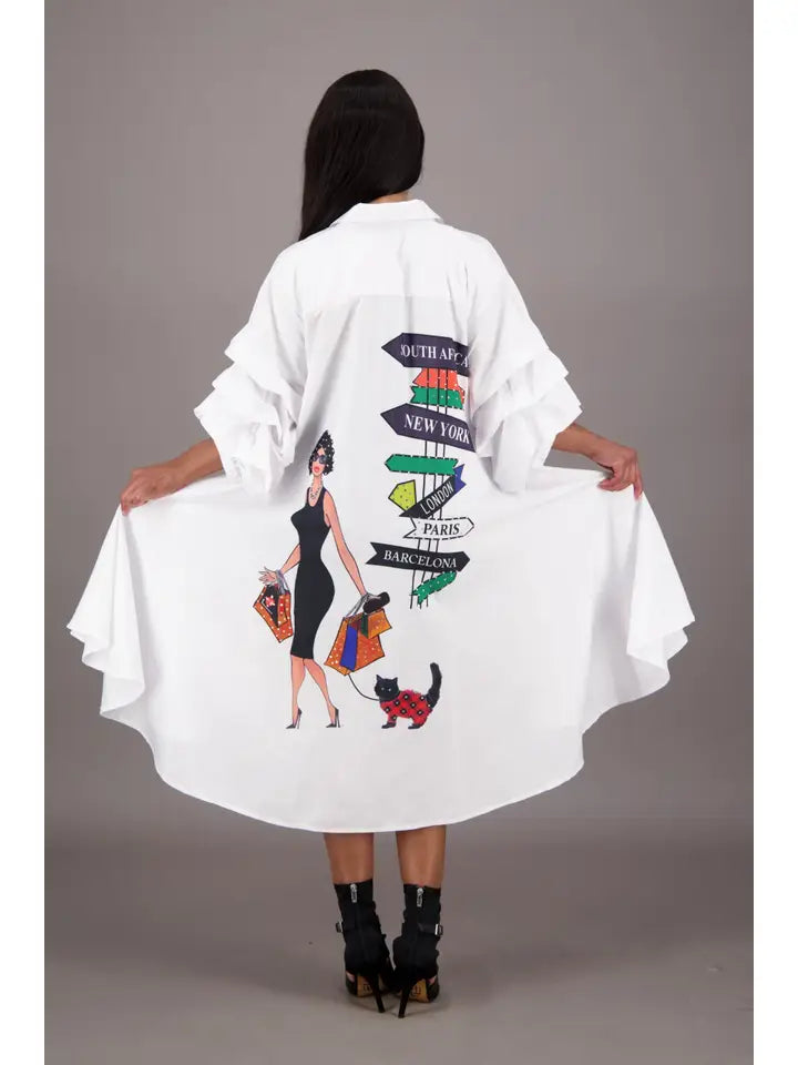 World Traveler Shirt Swing Dress