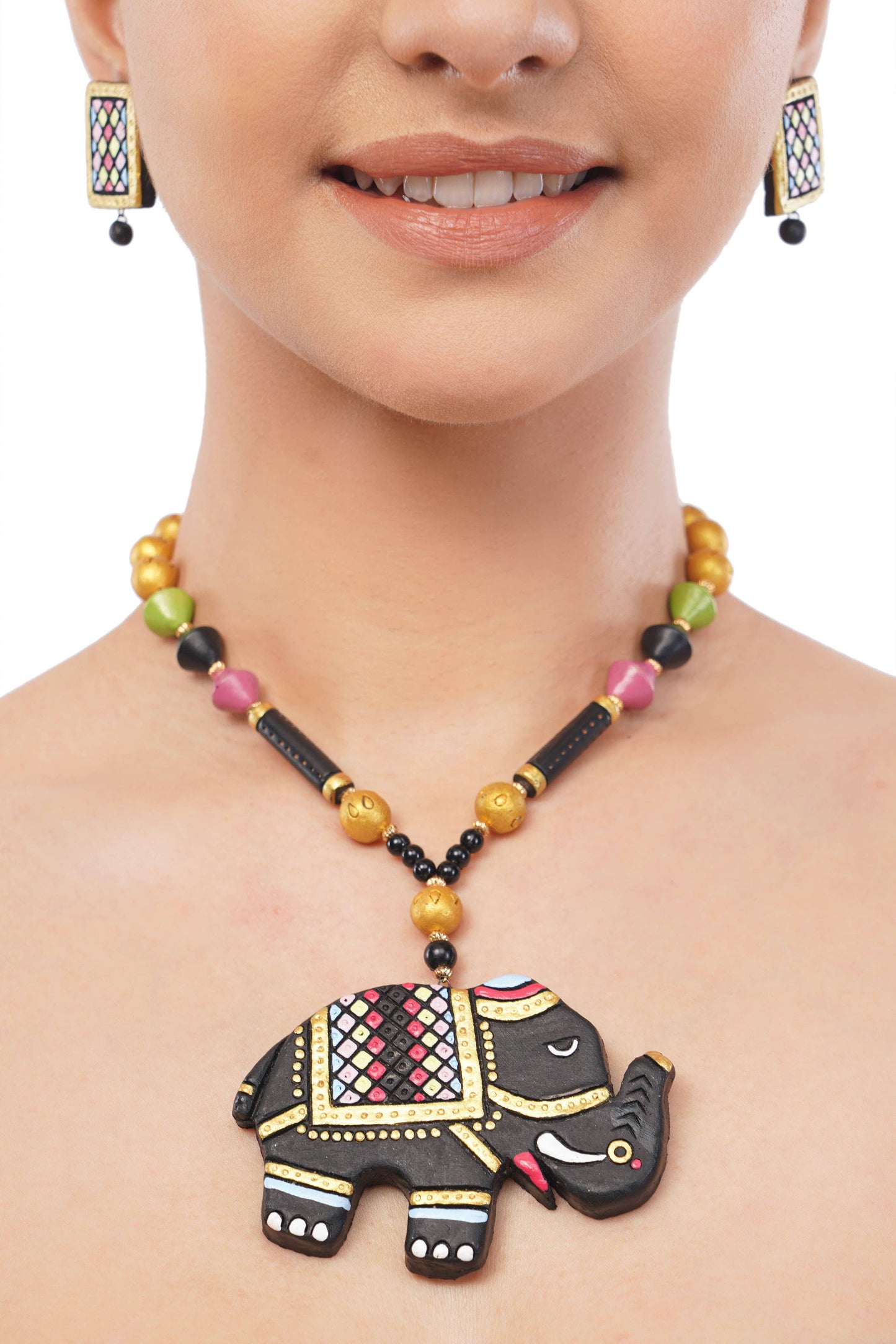 Black Elephant Clay Jewelry
