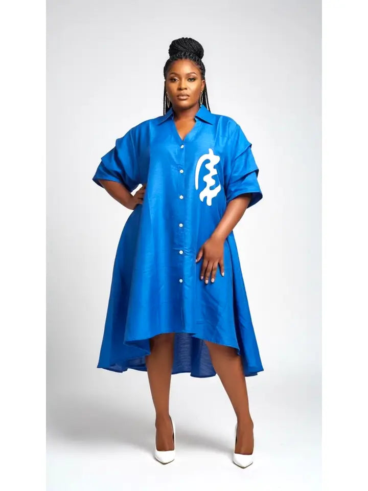Ruffle Swing Dress w/Gye Nyame