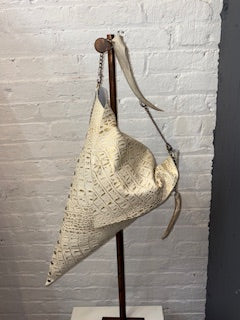 Beige & Gold Tri-Angle Handbag