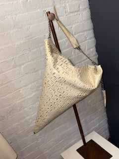Beige & Gold Tri-Angle Handbag