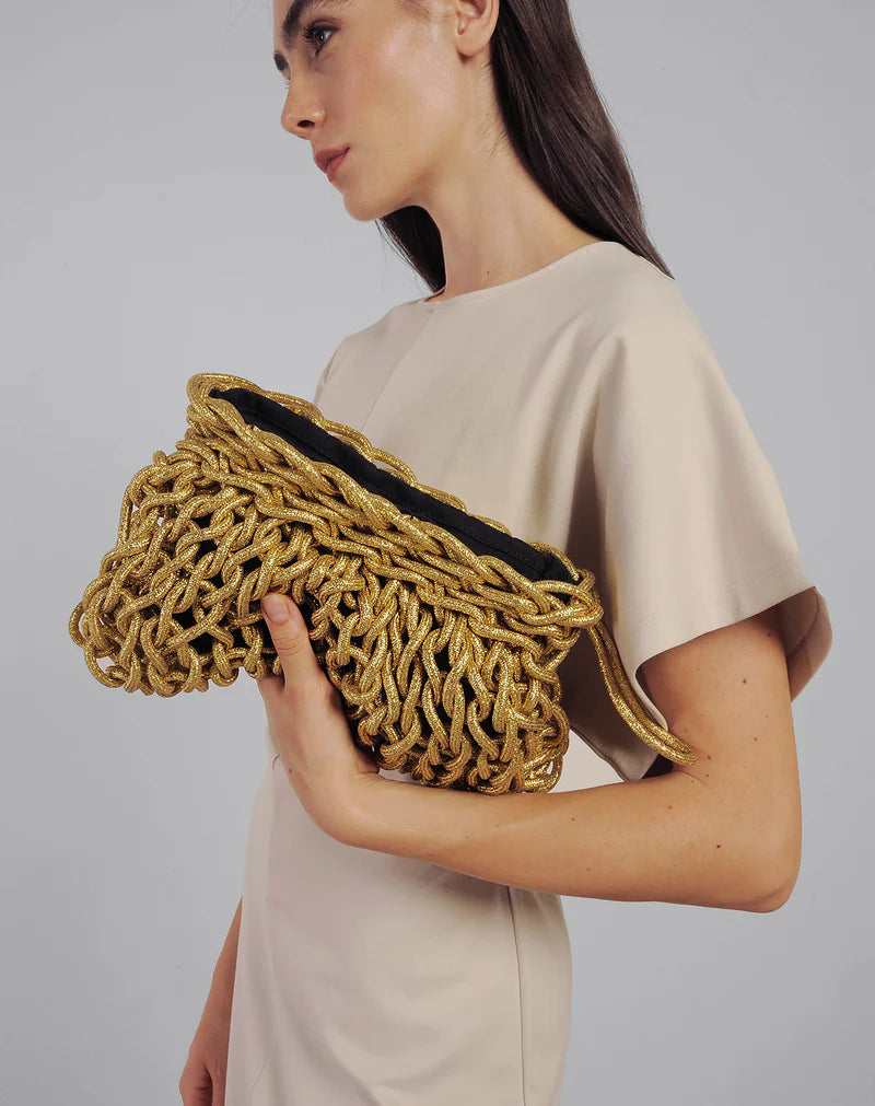 Gold Woven Clutch