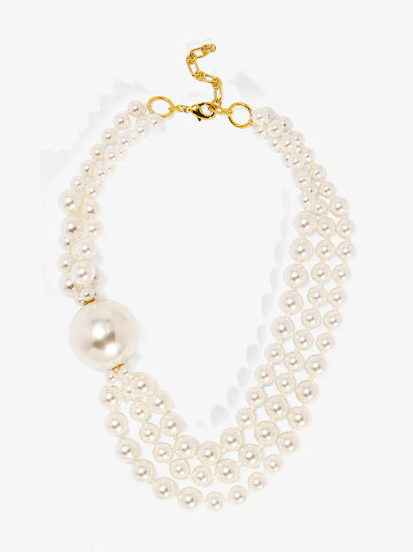 Collar Necklace w/ Oversized Pearl