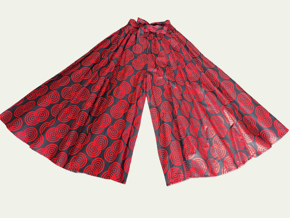 Palazzo Pant / Wide Leg Pant - Red Print