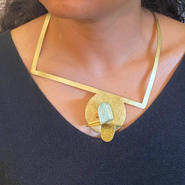 Abstract Interchangeable Gold-Tone Necklace
