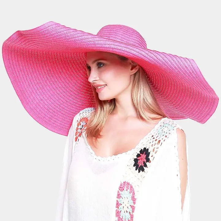 Striped Floppy Straw Sun Hat
