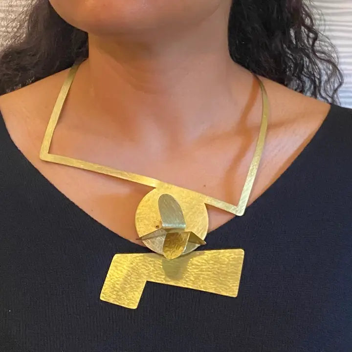Abstract Interchangeable Gold-Tone Necklace