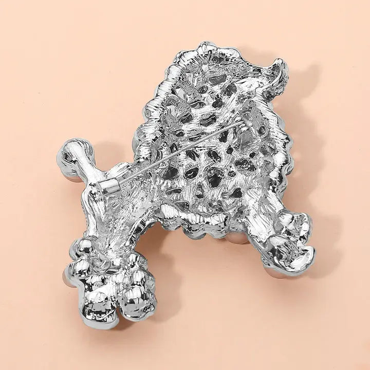 Crystal Pearl Poodle Brooch