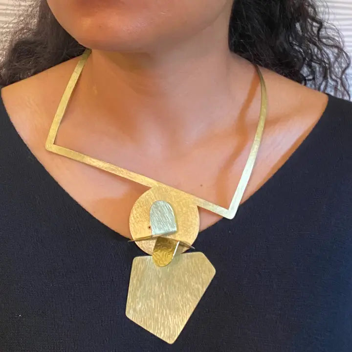 Abstract Interchangeable Gold-Tone Necklace