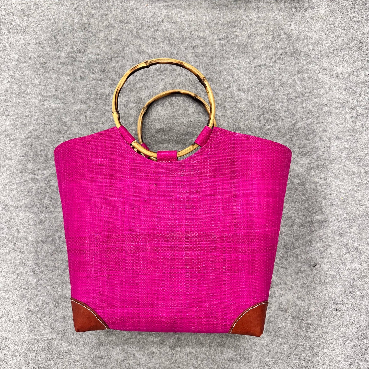 Betty Straw Basket Handbag with Bamboo Handles