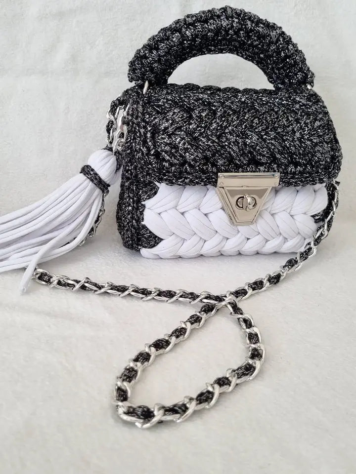 Black & White Crochet Bag