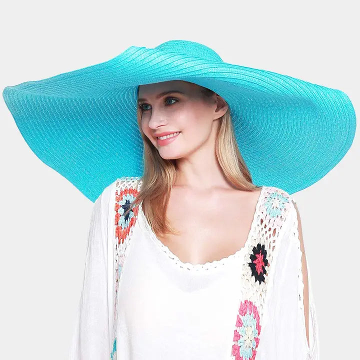 Striped Floppy Straw Sun Hat