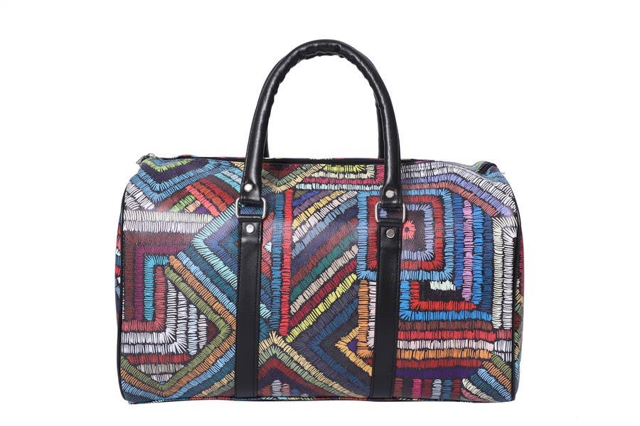 Stitched Pattern Top-Handle Carry-On Bag