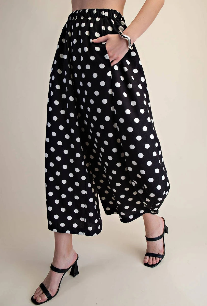 Polka dot barrel pants