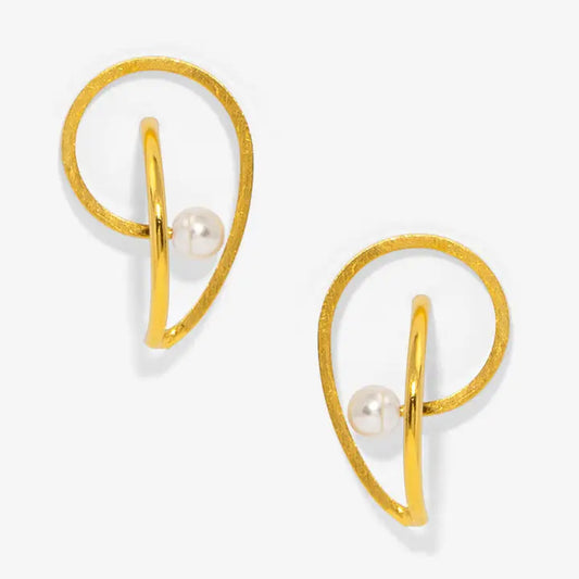Geometric Ear Pearl Drop Earring