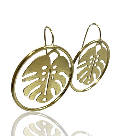 The Golden Monstera Hoops