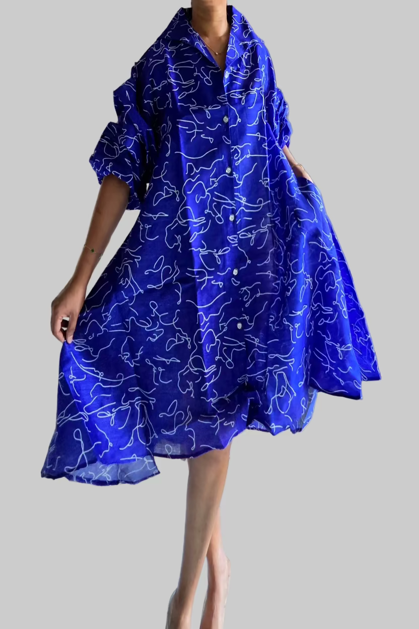 Swing Dress Blue White
