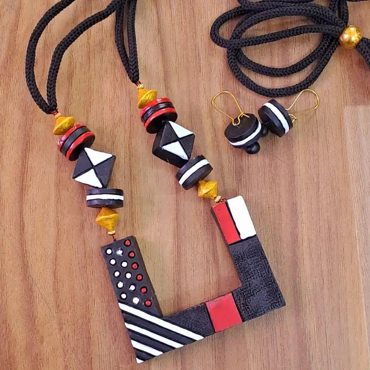 Clay Mosaic Necklace & Earrings