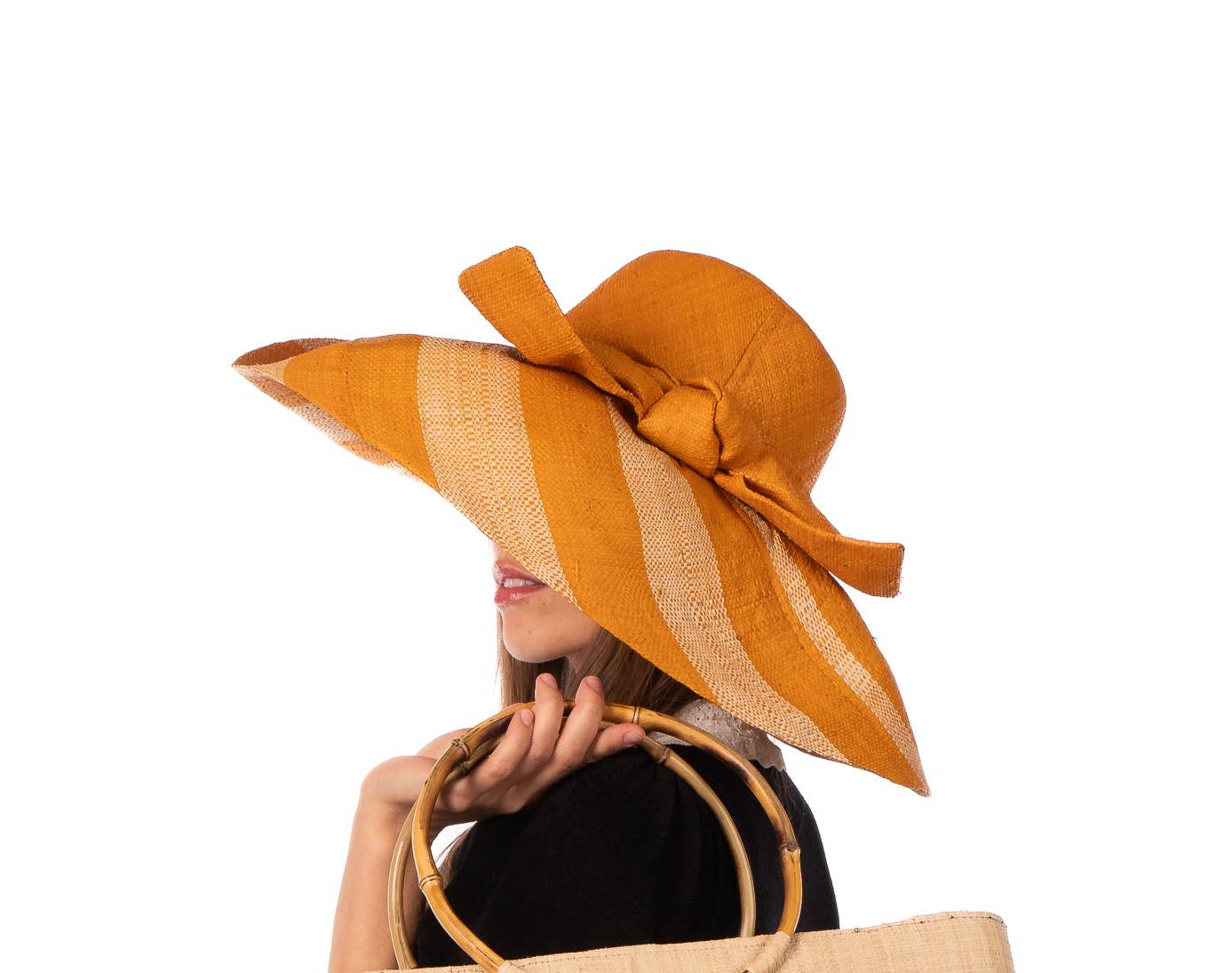 Wide Brim Big Bow Stripe Straw Sun Hats
