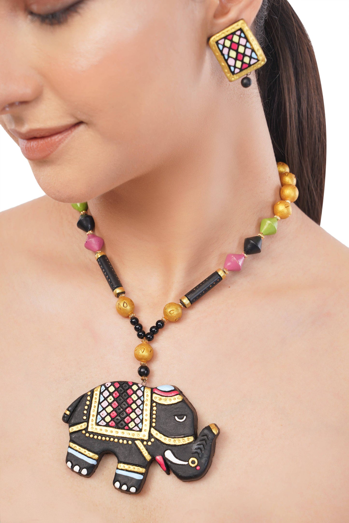 Black Elephant Clay Jewelry