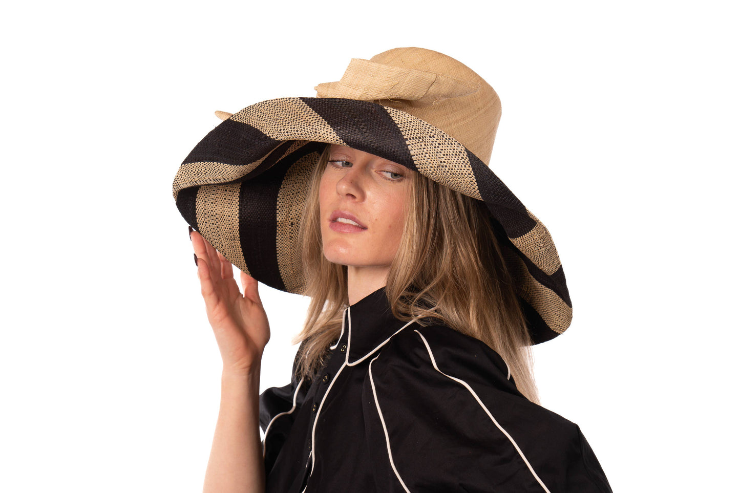 Wide Brim Big Bow Stripe Straw Sun Hats