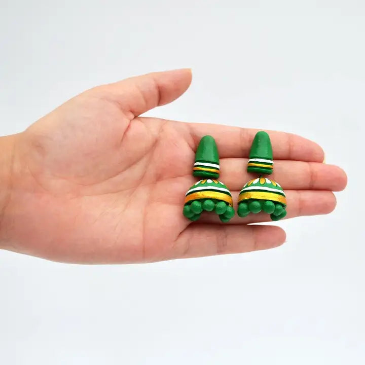 Green Wildflower Clay Jewelry Set