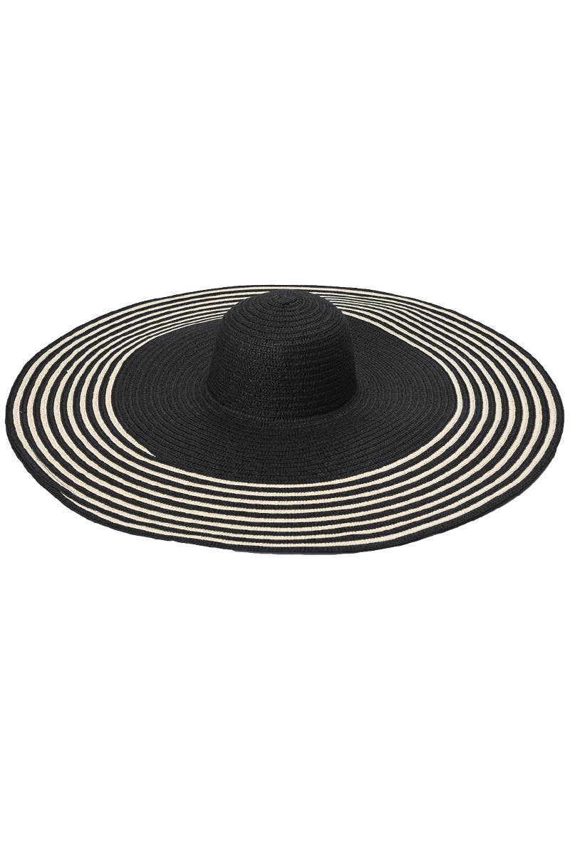 Stripe Extra Wide Floppy Wired Brim Sun Hat