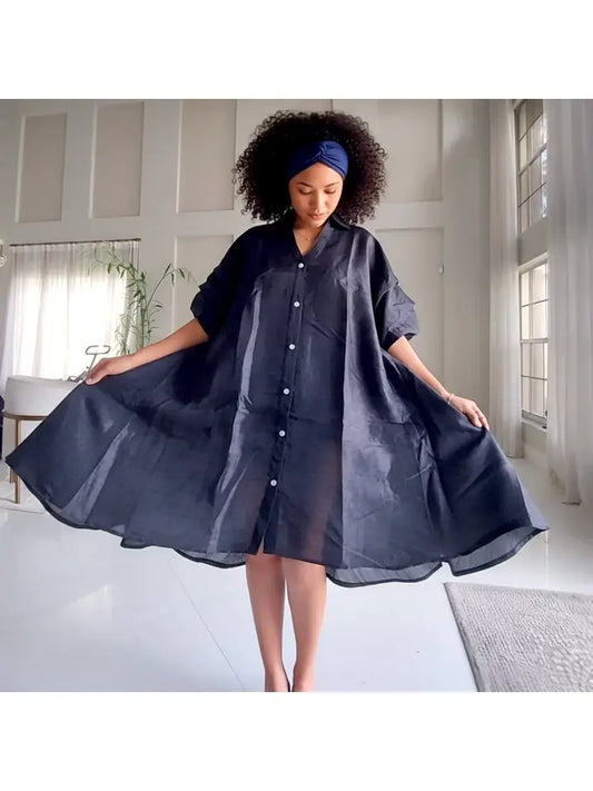 Swing Dress with Ruffle Sleeves