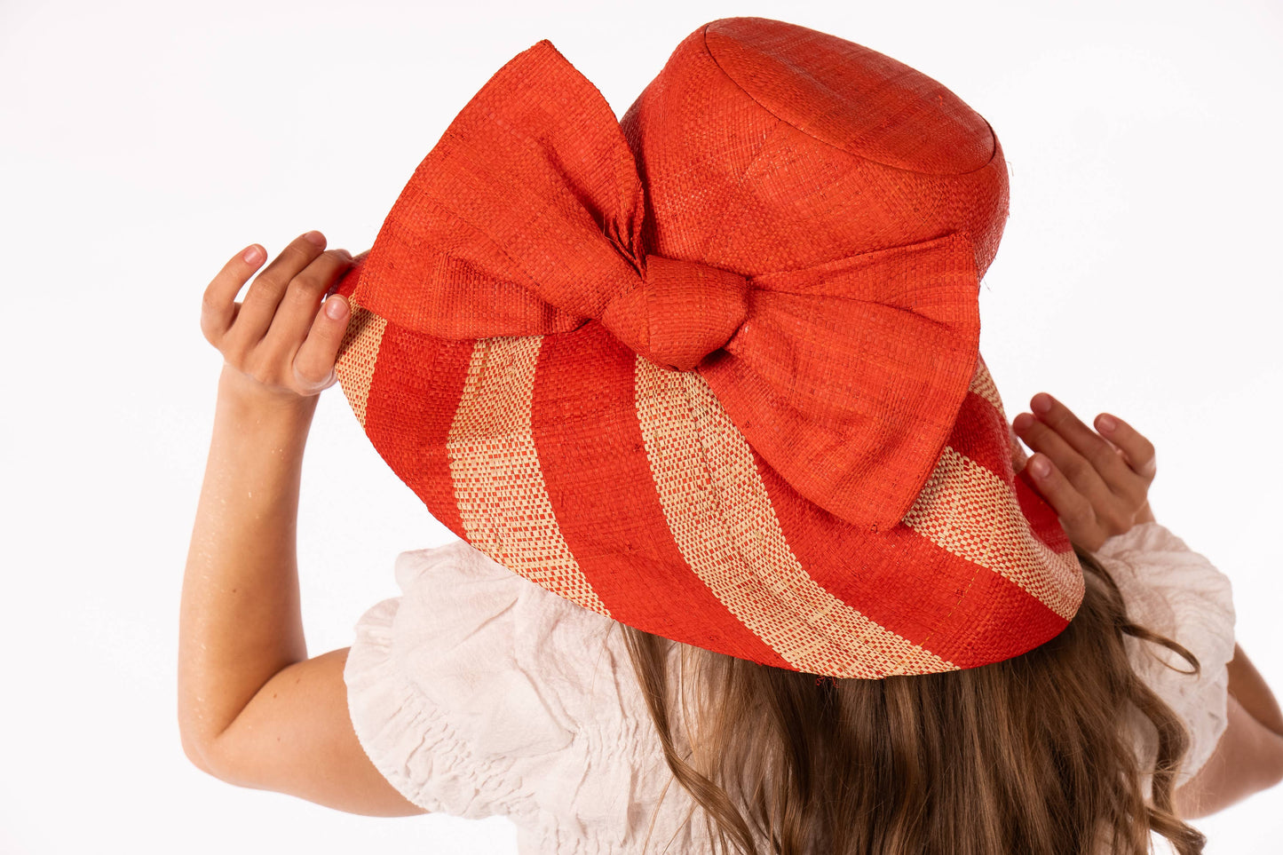 Wide Brim Big Bow Stripe Straw Sun Hats