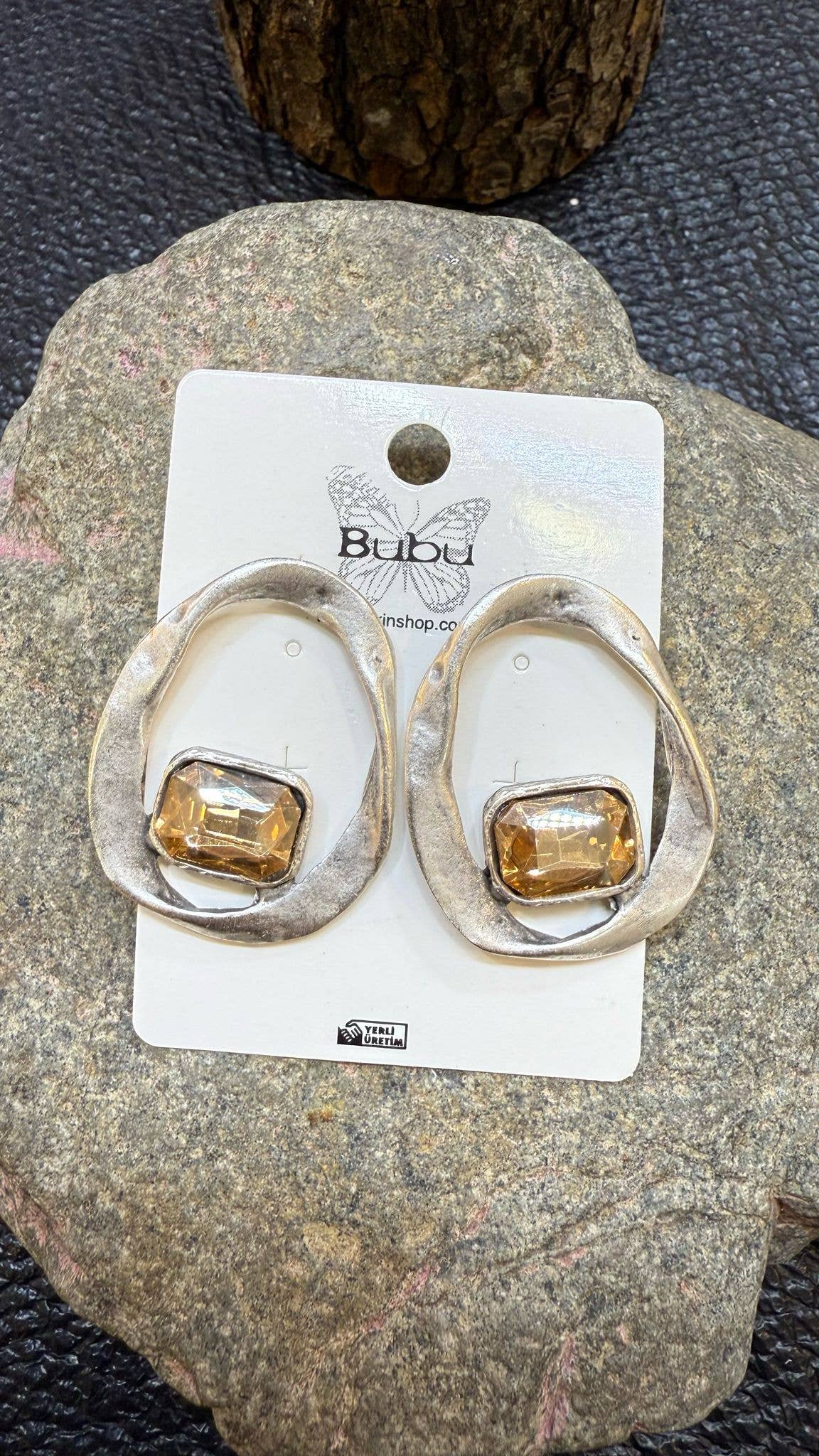 Earrings with Central Crystal