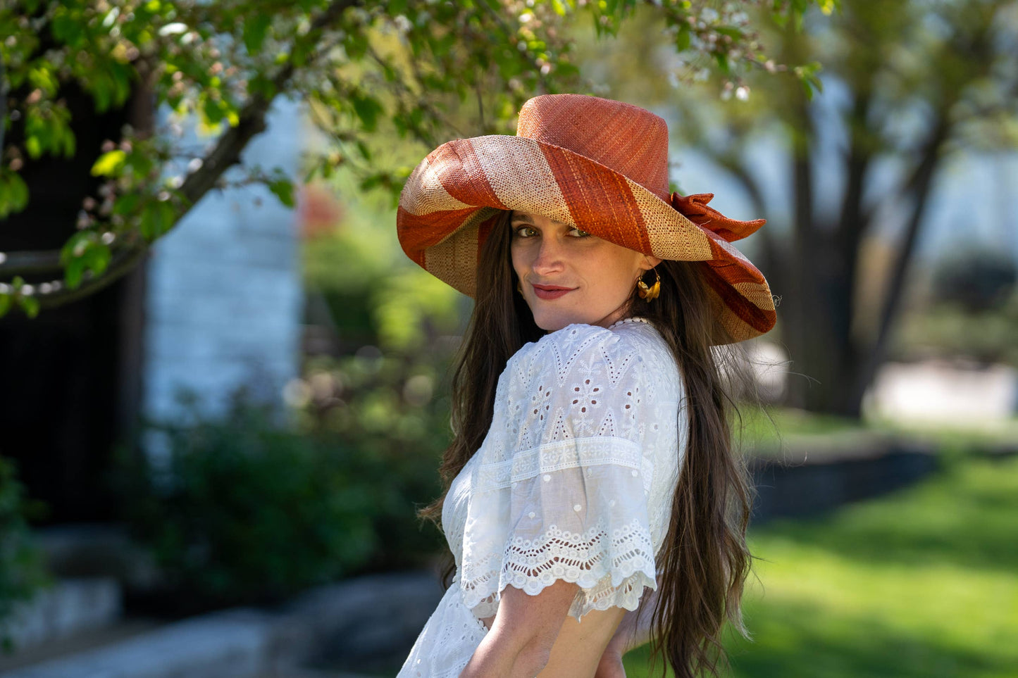 Wide Brim Big Bow Stripe Straw Sun Hats
