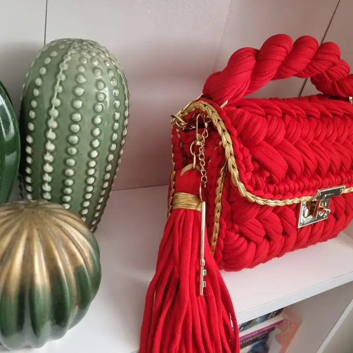 Red & Gold Crochet Bag