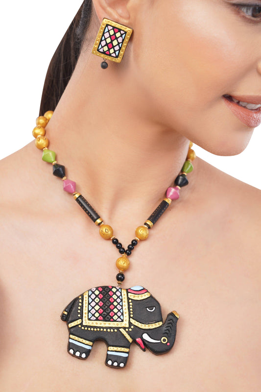 Black Elephant Clay Jewelry
