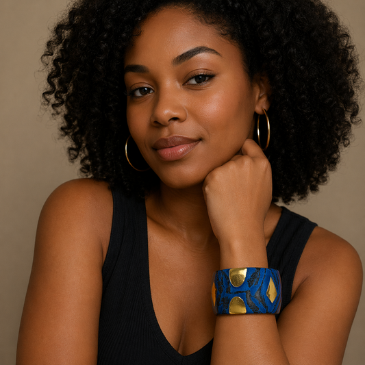 Handcrafted Wooden Bangle with Brass Inlays