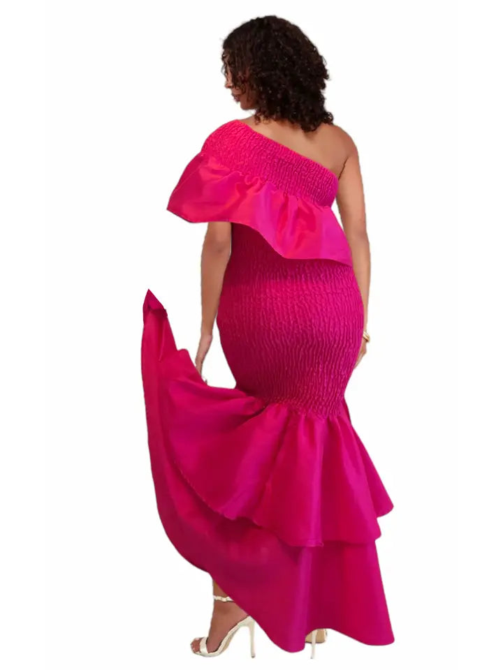 Fuchsia Mermaid Dress w Smock