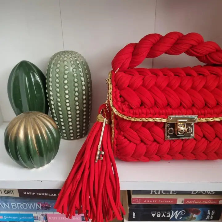 Red & Gold Crochet Bag