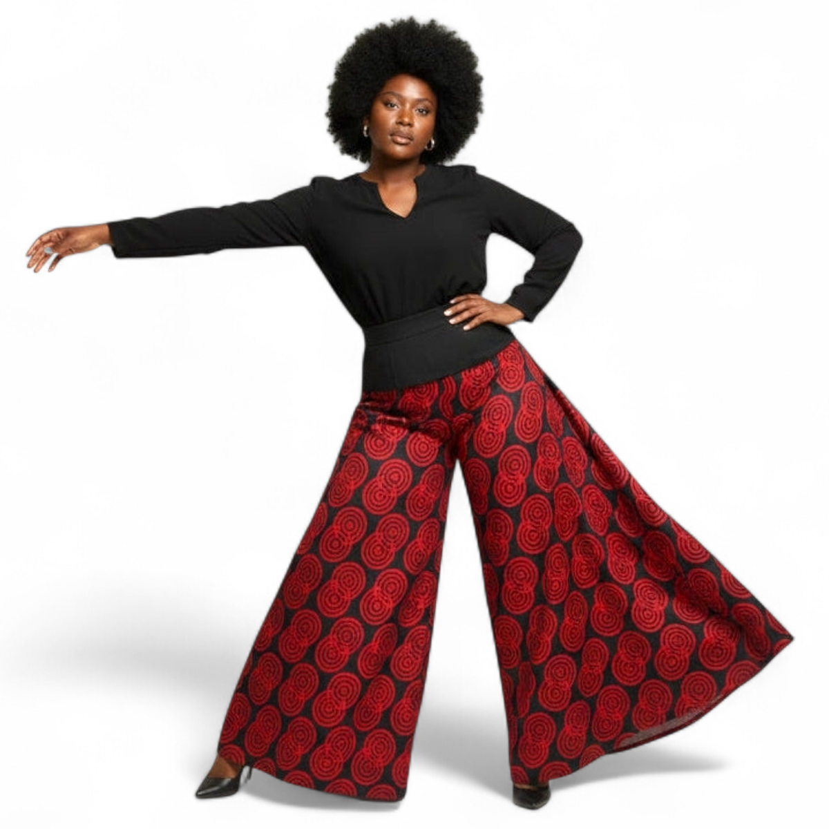Palazzo Pant / Wide Leg Pant - Red Print