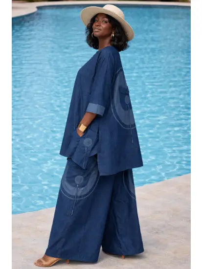 Indigo Breeze Tunic Palazzo Set