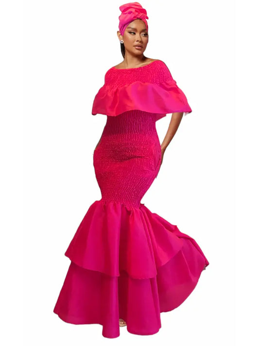 Fuchsia Mermaid Dress w Smock