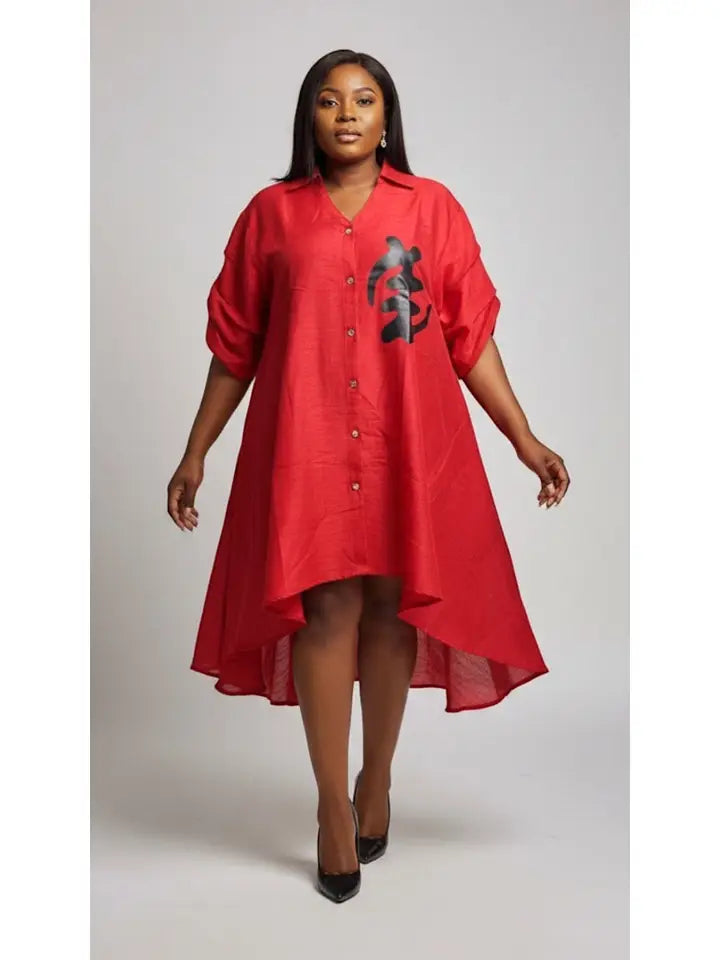 Ruffle Swing Dress w/Gye Nyame