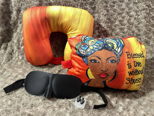 Set Blessed To Live Without Stress Convertible Neck Pillow
