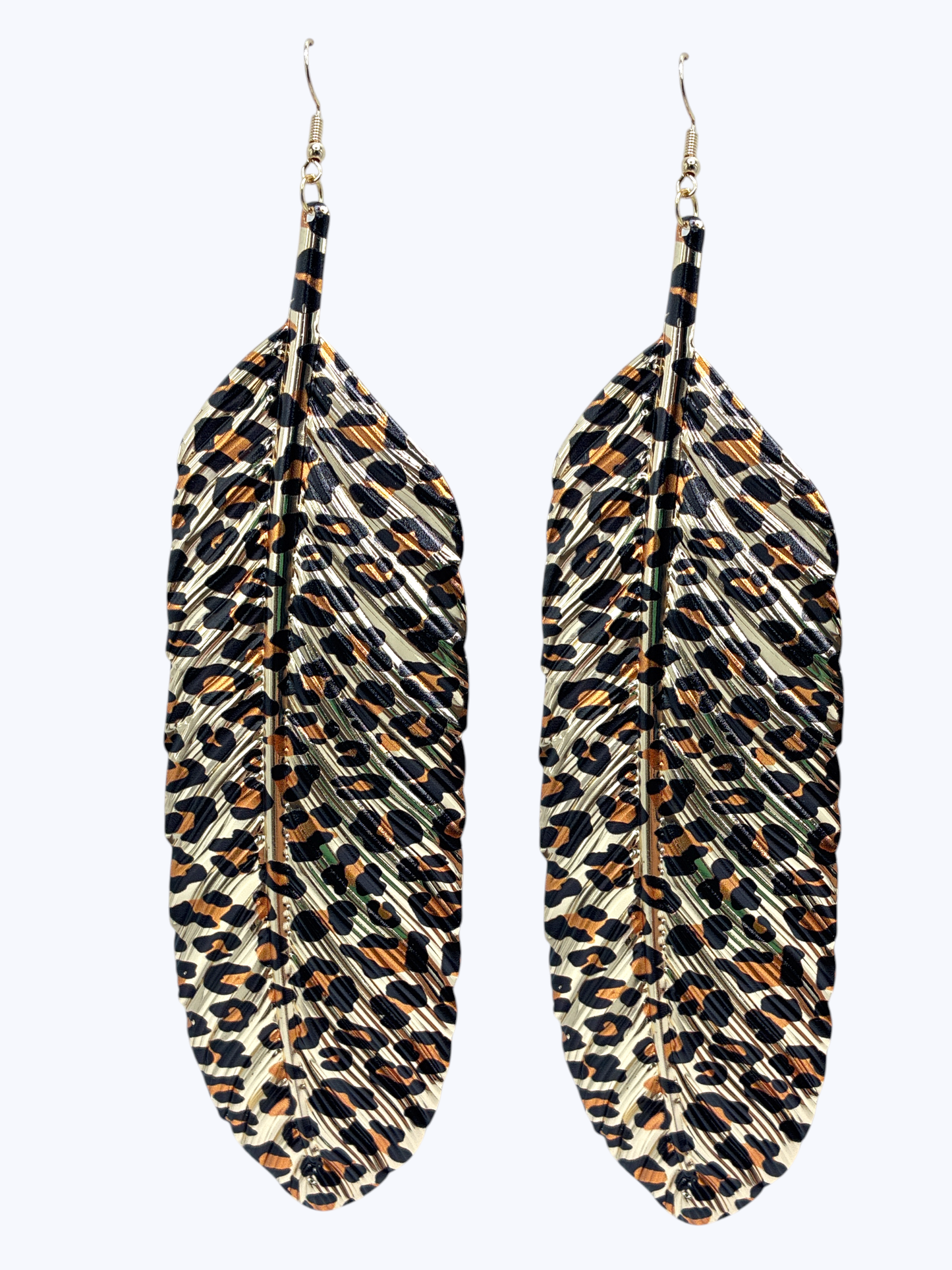Metallic Feather Drop Earrings