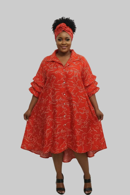 Swing Dress Red & White