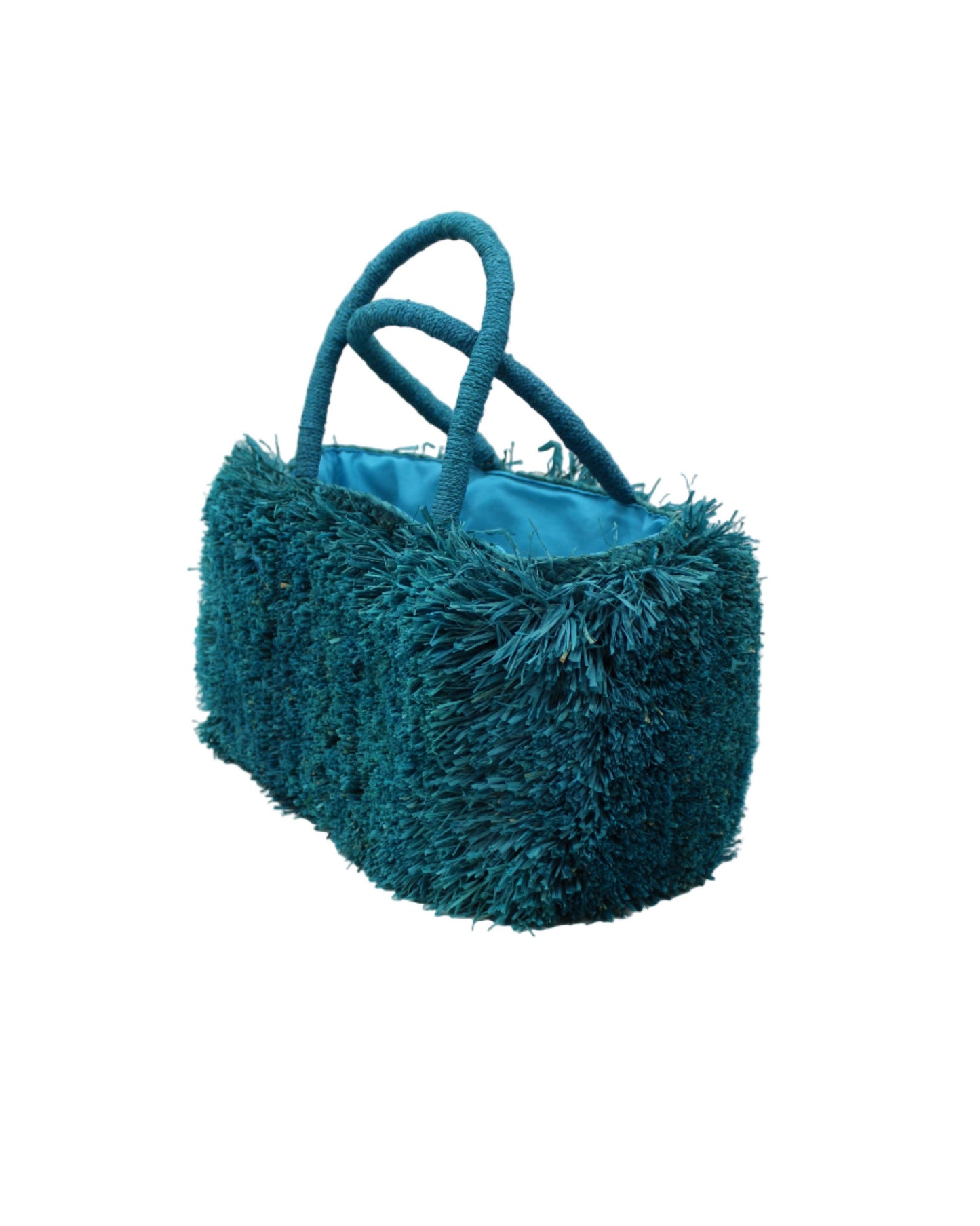 Pompom Pouf Crochet Straw Handbag