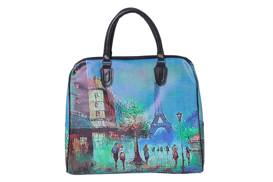 Gloomy Paris City Print Weekender Bag