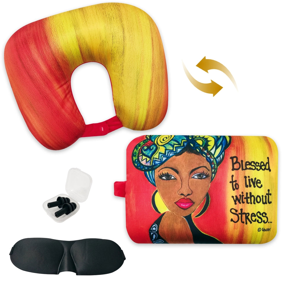 Set Blessed To Live Without Stress Convertible Neck Pillow